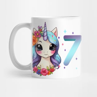 I am 7 with unicorn - girl birthday 7 years old Mug